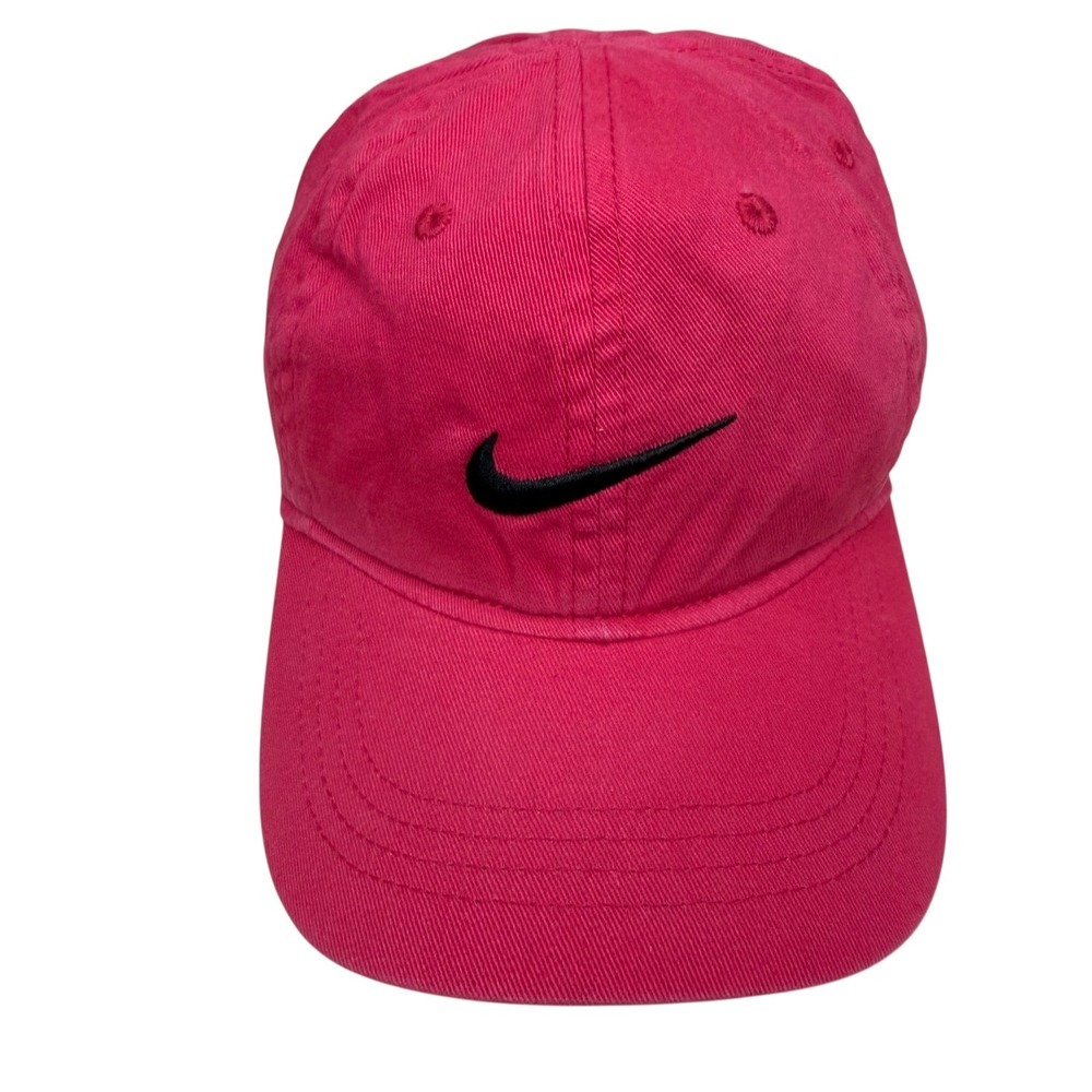Nike Hot Pink Baseball Cap Hat Adjustable Strapback Black Swoosh Sz Toddler
